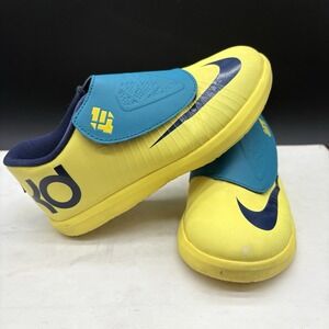 Nike KD Kevin Durant Youth Kids Size 10C Yellow Blue Basketball Shoes